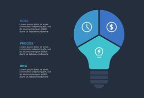 Creative dark infographic with 3 elements template for web on a black background, business, presentation. vector