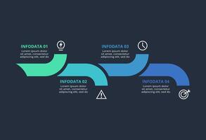 Creative dark infographic with 4 elements template for web on a black background, business, presentation. vector