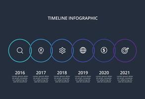 Creative dark infographic with 6 elements template for web on a black background, business, presentation. vector