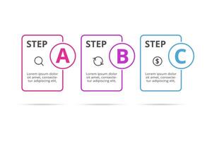 Rectangles infographic with 3 steps, options, parts or processes. Business data visualization. vector