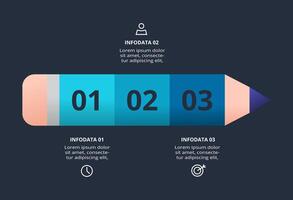 Creative dark infographic with 3 elements template for web on a black background, business, presentation. vector