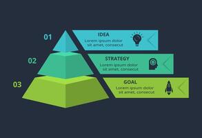3d concept for infographic with 3 steps, options, parts or processes. Template for web on a black background. vector