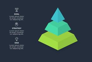 3d concept for infographic with 3 steps, options, parts or processes. Template for web on a black background. vector