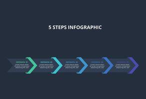 Creative dark infographic with 5 elements template for web on a black background, business, presentation. vector