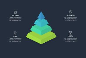 3d concept for infographic with 4 steps, options, parts or processes. Template for web on a black background. vector