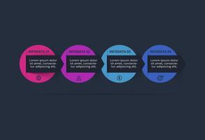 Creative dark infographic with 4 elements template for web on a black background, business, presentation. vector