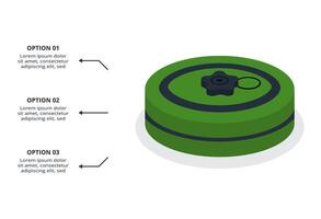 Military concept for infographic with 3 steps, options, parts or processes. Army boots marks vector