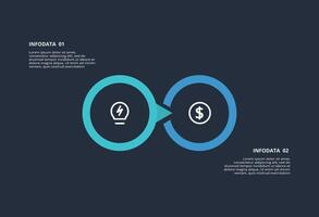 Creative dark infographic with 2 elements template for web on a black background, business, presentation. vector