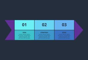 Creative dark infographic with 3 elements template for web on a black background, business, presentation. vector