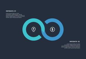 Creative dark infographic with 2 elements template for web on a black background, business, presentation. vector