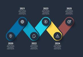 Creative dark infographic with 6 elements template for web on a black background, business, presentation. vector