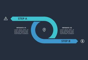 Creative dark infographic with 2 elements template for web on a black background, business, presentation. vector