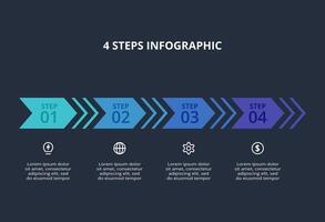 Creative dark infographic with 4 elements template for web on a black background, business, presentation. vector