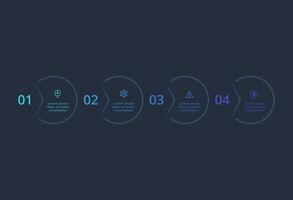 Creative dark infographic with 4 elements template for web on a black background, business, presentation. vector