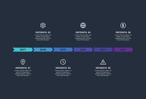 Creative dark infographic with 6 elements template for web on a black background, business, presentation. vector