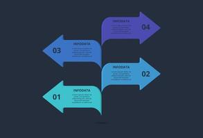 Creative dark infographic with 4 elements template for web on a black background, business, presentation. vector