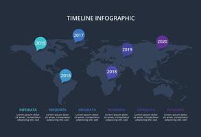 Creative dark infographic with 6 elements template for web on a black background, business, presentation. vector