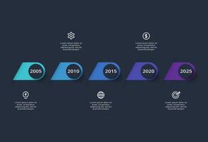 Creative dark infographic with 5 elements template for web on a black background, business, presentation. vector