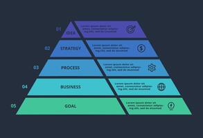 Creative dark infographic with 5 elements template for web on a black background, business, presentation. vector