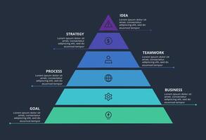 Creative dark infographic with 6 elements template for web on a black background, business, presentation. vector
