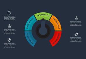 Creative dark infographic with 5 elements template for web on a black background, business, presentation. vector
