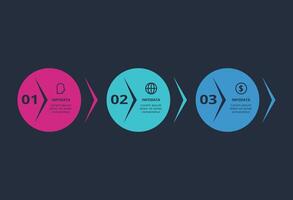 Creative dark infographic with 3 elements template for web on a black background, business, presentation. vector