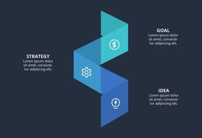 Creative dark infographic with 3 elements template for web on a black background, business, presentation. vector