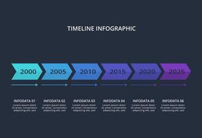 Creative dark infographic with 6 elements template for web on a black background, business, presentation. vector