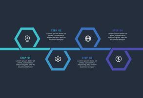 Creative dark infographic with 4 elements template for web on a black background, business, presentation. vector