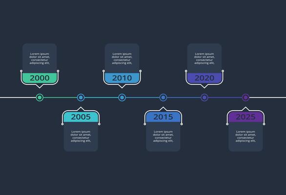 Creative dark infographic with 6 elements template for web on a black background, business, presentation.