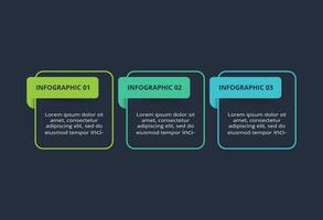Creative dark infographic with 3 elements template for web on a black background, business, presentation. vector