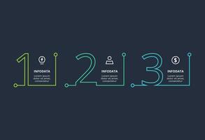 Creative dark infographic with 3 elements template for web on a black background, business, presentation. vector