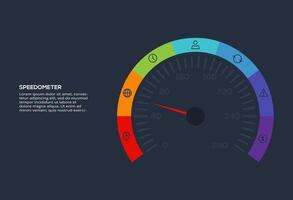 Creative dark infographic with 7 elements template for web on a black background, business, presentation. vector