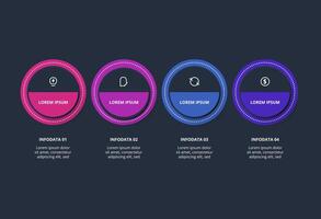 Creative dark infographic with 4 elements template for web on a black background, business, presentation. vector