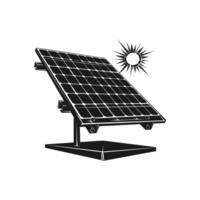 Angled Solar Panel with Sun. icon design. vector
