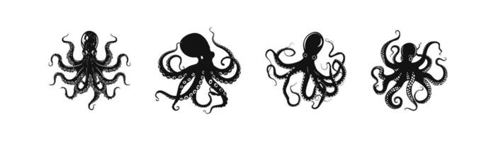 Detailed Octopus Illustration with Curled Tentacles. icon design. vector