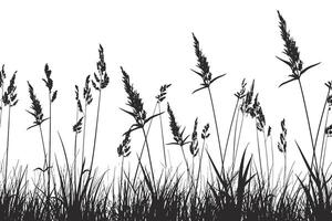 Silhouette of Wild Grass and Weeds Blowing in the Wind. icon design. vector