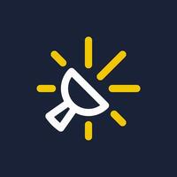 abstract flashlight logo with starburst lines vector