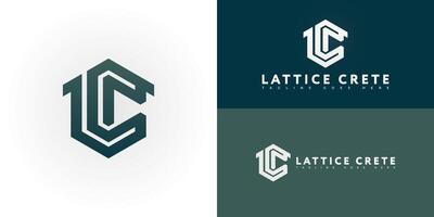 Abstract hexagon initial letter LC or CL in blue-green color isolated on multiple background colors. The logo is suitable for modern concrete construction company logo design inspiration templates. vector