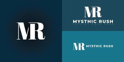 Abstract initial letter MR or RM in white color isolated on multiple background colors. The logo is suitable for personal branding logo design inspiration templates. vector