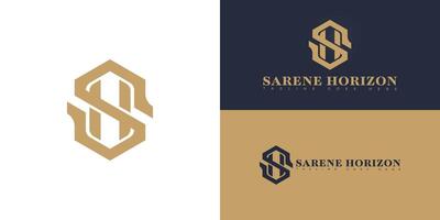 Abstract hexagon initial letter SH or HS in gold color isolated on multiple background colors. The logo is suitable for hospitality company logo design inspiration templates. vector