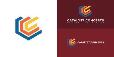 Abstract initial letter C or CC in multiple colors isolated on multiple background colors. The logo is suitable for creative marketing consulting firm logo design inspiration templates. vector
