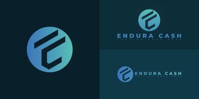 Abstract circle initial letter EC or CE in blue color isolated on multiple background colors. The logo is suitable for cashflow brand logo design inspiration templates. vector