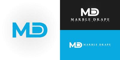 Abstract initial letter MD or DM in blue color isolated on multiple background colors. The logo is suitable for premium clothing brand logo design inspiration templates. vector