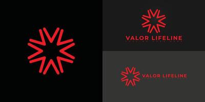 Abstract initial letter VL or LV in red color isolated on multiple background colors. The logo is suitable for ambulance company logo design inspiration templates. vector