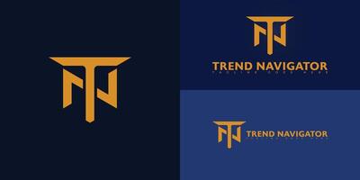 Abstract initial letter TN or NT in gold color isolated on multiple background colors. The logo is suitable for business and consulting company logo design inspiration templates. vector