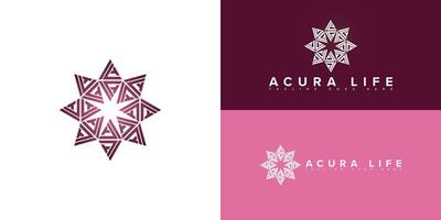 Abstract spiral initial letter AL or LA in pink-red color isolated on multiple background colors. The logo is suitable for health online community logo design inspiration templates. vector
