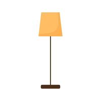 A simple standing lamp with a warm yellow shade illuminating a cozy living space at evening time vector