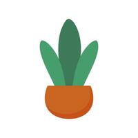 Green potted plant with tall leaves set against a white background in a minimalist style vector