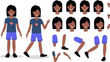 A cheerful cartoon character showcasing various expressions and poses for animation purposes vector